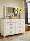 Willowton Twin Panel Headboard with Mirrored Dresser, Chest and 2 Nightstands