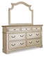 Realyn King Upholstered Bed with Mirrored Dresser