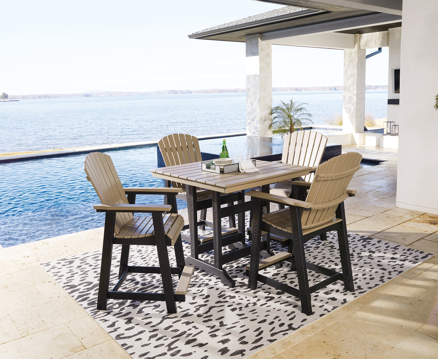 Ashley Express - Fairen Trail Outdoor Counter Height Dining Table and 4 Barstools