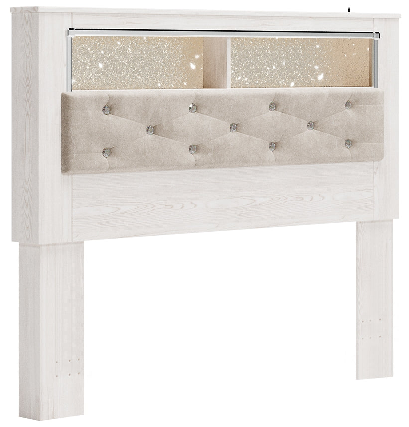 Altyra Queen Bookcase Headboard with Mirrored Dresser, Chest and 2 Nightstands