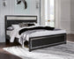 Kaydell King Upholstered Panel Platform Bed with Mirrored Dresser and Chest