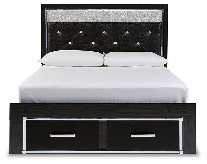 Kaydell Queen Upholstered Panel Storage Bed with Mirrored Dresser, Chest and Nightstand