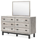 Vessalli King Panel Bed with Mirrored Dresser