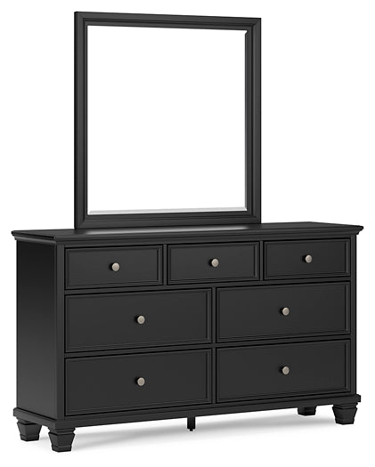 Lanolee Twin Panel Bed with Mirrored Dresser and Nightstand