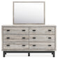 Vessalli King Panel Headboard with Mirrored Dresser and Nightstand