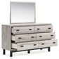 Vessalli King Panel Bed with Mirrored Dresser, Chest and Nightstand