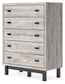 Vessalli King Panel Bed with Mirrored Dresser, Chest and Nightstand