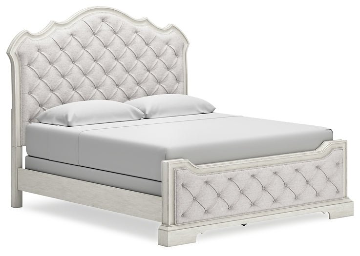 Arlendyne California King Upholstered Bed with Mirrored Dresser and 2 Nightstands