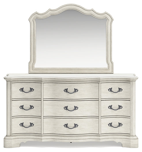 Arlendyne King Upholstered Bed with Mirrored Dresser and Nightstand