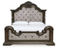 Maylee California King Upholstered Bed with Mirrored Dresser, Chest and 2 Nightstands